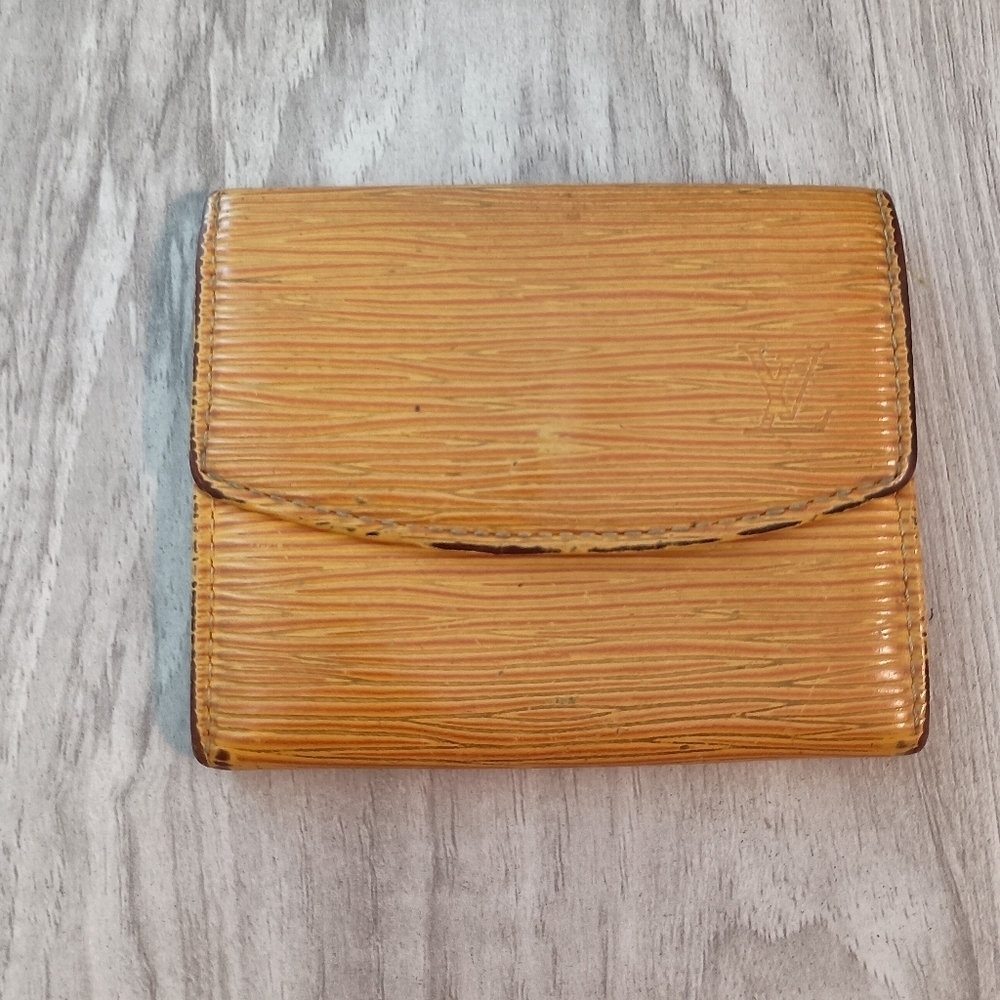 Auth Louis Vuitton Epi Leather Yellow Card Case Wallet